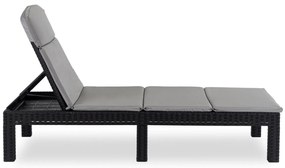 Fotel Ogrodowy Leżak LUIZJANA Technorattan Czarny/Szary