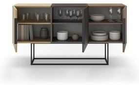 Brązowa niska komoda w dekorze dębu 150x80 cm Titan – Marckeric