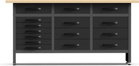 Stół roboczy G1, 840 x 1600 x 600 mm, 15 szufladami