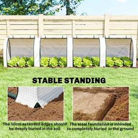 Outsunny Szklarnia, zimowa szklarnia foliowa z drzwiami na zamek błyskawiczny 395 x 100 x 80 cm, biały | Aosom PL