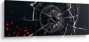 Abstrakcyjny obraz - potłuczone szkło (z zegarem) (90x30 cm)