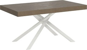 Stół rozkładany 160/264x90 cm Karida szaro-beżowy nogi białe