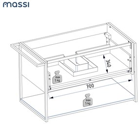 Szafka łazienkowa wisząca biała loftowa 80 x 45 cm z umywalką z otworem VALO
