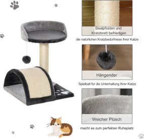 PawHut Drapak z piłeczkami Słupek do ostrzenia pazurów z sizalu Szary kolor dla kotów zabawa i relaks | Aosom PL