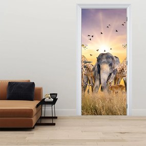 Fototapeta na drzwi - Zwierzęta afrykańskie (95x205cm)