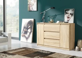 Komoda NUDO - Dąb sonoma / Front Dąb sonoma / Mat / 120 cm / 3 szuflady
