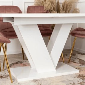 Stół Prostokątny Rozkładany CLARK 120-160 cm Biały Połysk Glamour