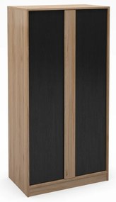 Czarno-naturalna szafa w dekorze dębu 90x180x53 cm Dennis – Marckeric