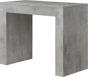 Wysuwana drewniana konsola, wykończenie cementowo-szare 90×45-90×300 cm - LERICI