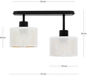 Lampa sufitowa czarna dwupunktowa z białymi abażurami B-3306SC-WE E27