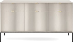 Komoda: 3 szuflady, 3 drzwi, kaszmir, czarna, 154 x 83 x 39 cm, złote uchwyty