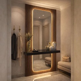 Lustro prostokątne bez ramy oszlifowane obracalne z podświetleniem ROUND Classic LED XXL | Różne rozmiary | Różne kolory szkła : Kolor tafli szkła - Brąz, Rozmiar - 120 x 240 cm