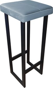Hoker ALEX krzesło barowe tkanina Welur podstawa metalowa : Kolor Stelaża - Czarny , Kolor tkaniny - VELVET - BL06, Wysokość - 90 cm