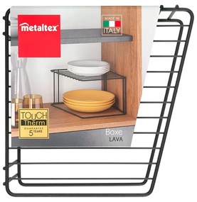 Czarna dodatkowa półka do szafki kuchennej Metaltex Boxe Lava