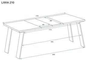 Stół rozkładany LIWIA 130(210)x80 beton ciemny ENDO