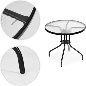 Stolik ogrodowy okrągły 80 cm z otworem na parasol Tulum 072, czarny