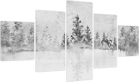 Obraz - Jeleń nad jeziorem (125x70 cm)