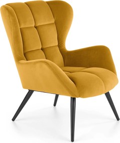 Tapicerowany fotel na drewnianych nogach Tyrion