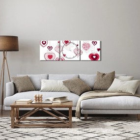 Obraz malowanych serc (z zegarem) (90x30 cm)