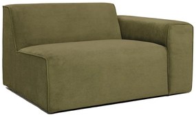 Zielony końcowy moduł sztruksowej sofy Scandic Sting, 124 cm, prawostronny