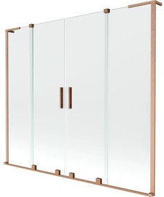 Mexen Velar L Duo parawan nawannowy 2-skrzydłowy rozsuwany 180 x 150 cm, transparent, miedź szczotkowana - 896-180-003-02-65
