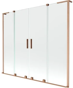 Mexen Velar L Duo parawan nawannowy 2-skrzydłowy rozsuwany 180 x 150 cm, transparent, miedź szczotkowana - 896-180-003-02-65