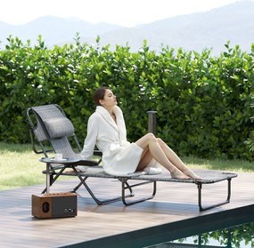 Outsunny Leżak ogrodowy Relax, składany, odporny na warunki atmosferyczne, 194 cm x 72 cm x 31 cm, Czarny + Szary