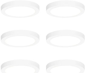Zestaw 6 reflektorów wpuszczanych lub natynkowych biały 18 cm z LED z 3-stopniową funkcją ściemniania do ciepłej barwy - Trans