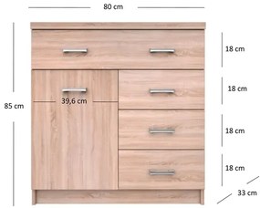 Komoda z 4 szufladami dąb sonoma - Ontario 4X