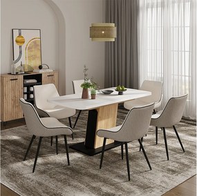 Stół jadalny biały/złoty dąb 120x80x77.3 fenaro