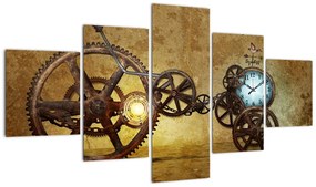 Obraz starych mechanizmów zegarowych (125x70 cm)