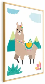 Plakat Niezwykła lama 60x90 cm z ramą złotą z marginesem ARTGEIST B