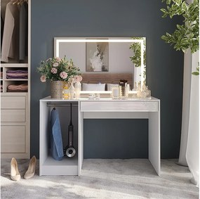 Stół toaletowy biały/biały wysoki połysk 119.8x50.1x76 sherry