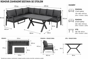 Doppler LIFE - ogrodowy aluminiowy narożny zestaw obiadowy