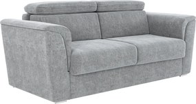 Kanapa 3-osobowa rozkładana typu express z szarej tkaniny strukturalnej - Powierzchnia spania 140 cm - Materac 18 cm - RIZORA