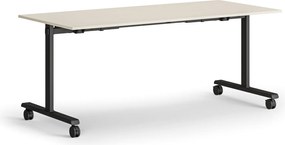 Mobilny stół MATCH, 180x80 cm, czarna podstawa, brzoza