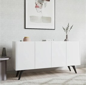 Komoda – 150 cm – Biała – Płyta MDF pokryta melaminą