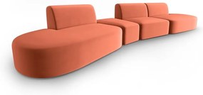 Różowa aksamitna sofa lewostronna 428 cm Paolo – Milo Casa