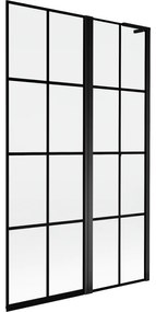 Mexen Mist L parawan nawannowy 2-skrzydłowy prawy 110 x 150 cm, czarna kratka, czarny - 8A9L-110-011-70-77-P