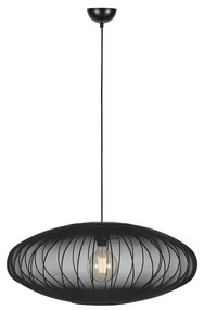 Czarna lampa wisząca z tekstylnym kloszem ø 75 cm Florence – Markslöjd