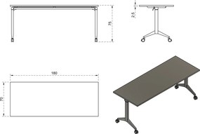 Biurko z kółkami i białym blatem Yumi S 180x70 cm