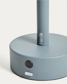 Jasnoniebieska metalowa lampa stołowa LED (wysokość 30 cm) Bow – Kave Home