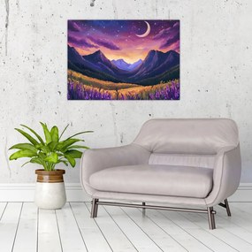 Obraz na szkle - Fioletowy krajobraz (70x50 cm)
