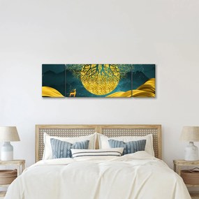 Obraz - Abstrakcja, złoty krajobraz (170x50 cm)