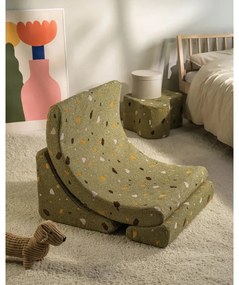 Zielony fotel dziecięcy z materiału bouclé/z tkaniny szenilowej Terrazzo Moon – Wigiwama