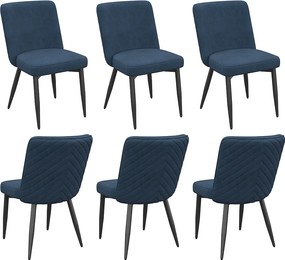 Zestaw 6 krzeseł do jadalni - 63 x 48 x 85 cm - do jadalni/salonu/kawiarni - styl nowoczesny - aksamit - ciemnoniebieski