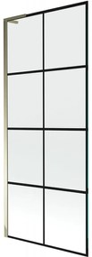 Mexen Next L parawan nawannowy 1-skrzydłowy 80 x 150 cm, czarna kratka, złoty - 895-080-000-03-77-50