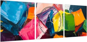 Obraz - Kolorowe kostki (z zegarem) (90x30 cm)