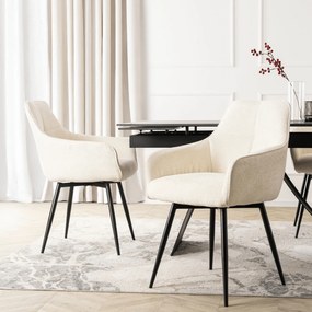 Krzesło Tapicerowane Obrotowe do Salonu LARISA Kremowe Nowoczesne