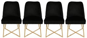 Zestaw krzeseł do jadalni Madrid Black and Gold, 4 szt., 4 szt.